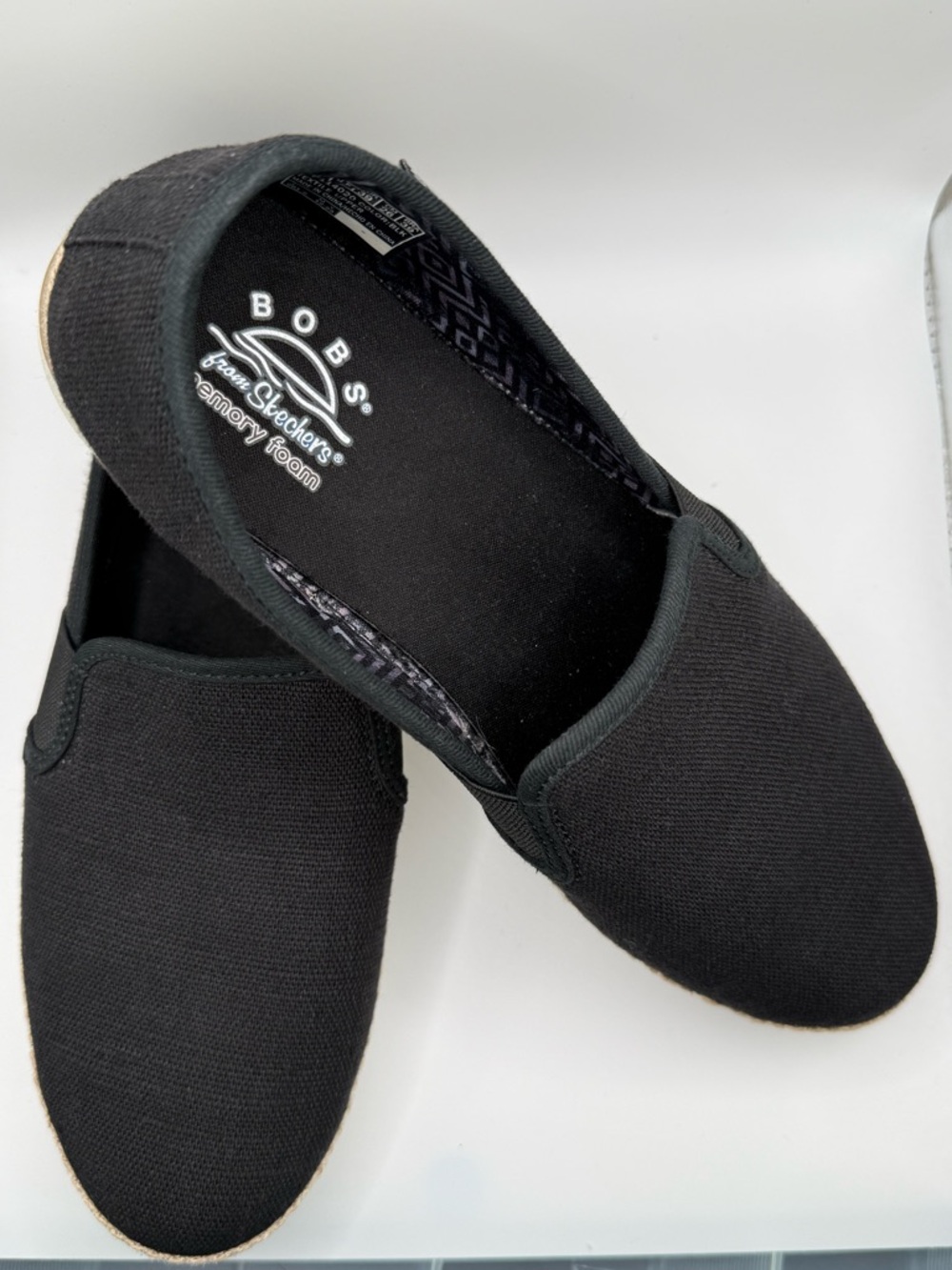 Skechers BOBS Black Slip-On Canvas Loafers